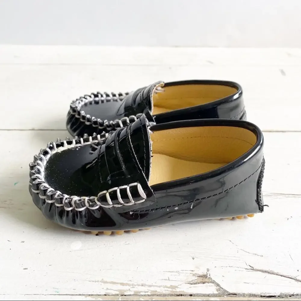 Trumpette Black Patent Loafers Baby Boys 4